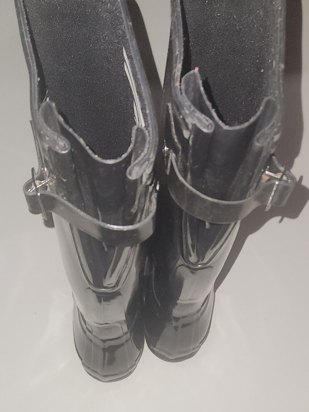 Hunter Women's Black Tall Gloss Rain Boots Size 7 - Picture 5 of 12
